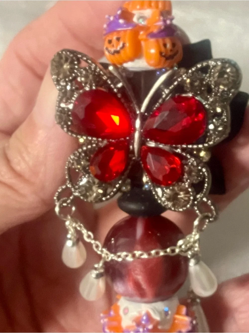 Halloween Black Flower/Butterfly Handcrafted Pen